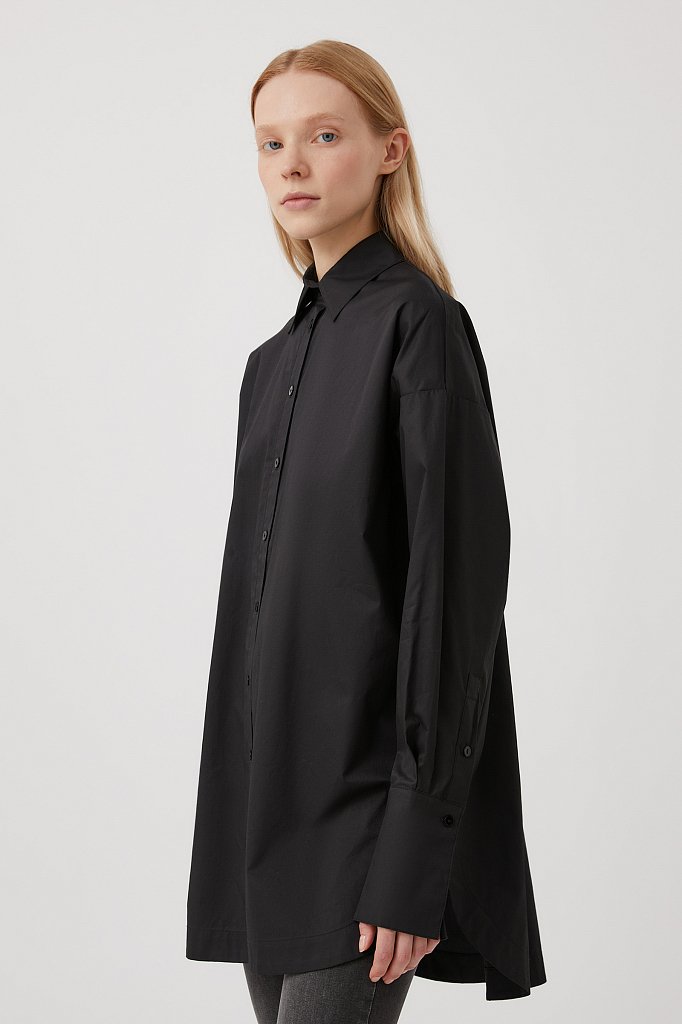 Удлиненная женская рубашка оверсайз с манжетами, Модель FWB51033, Фото №3
