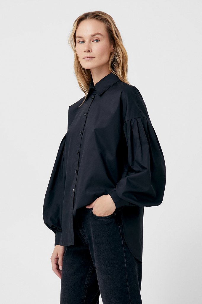 Рубашка женская с объемными рукавами из хлопка, Модель FWB51034, Фото №3