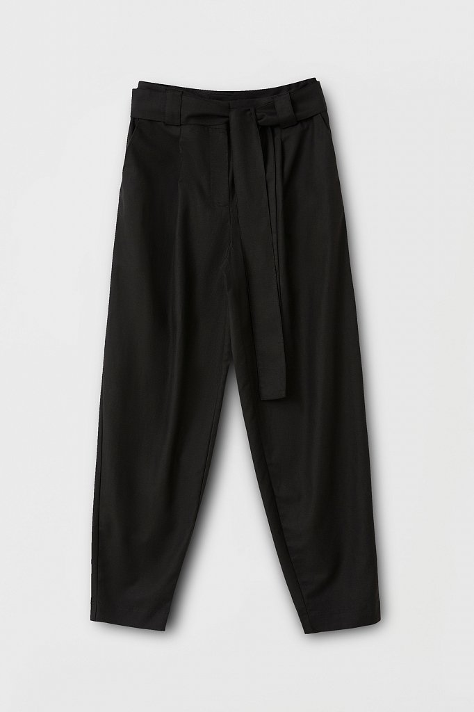 Свободные женские брюки с защипами и поясом, Модель FWB51035, Фото №6
