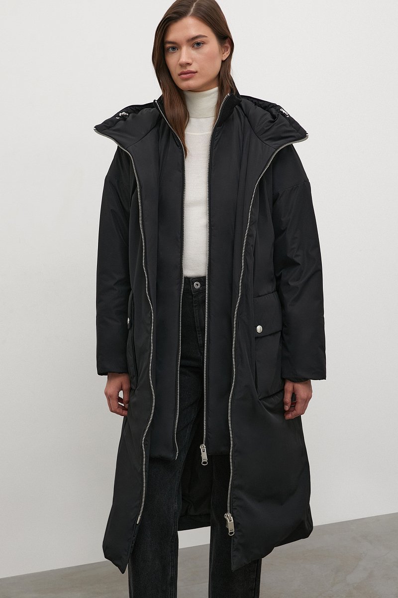 Утепленное пальто с капюшоном, Модель FWB51050, Фото №1