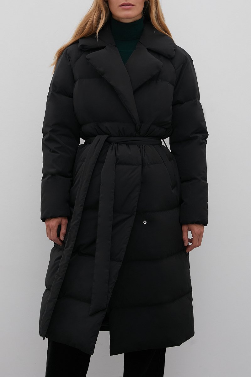 Пуховое пальто с поясом, Модель FWB51053, Фото №3