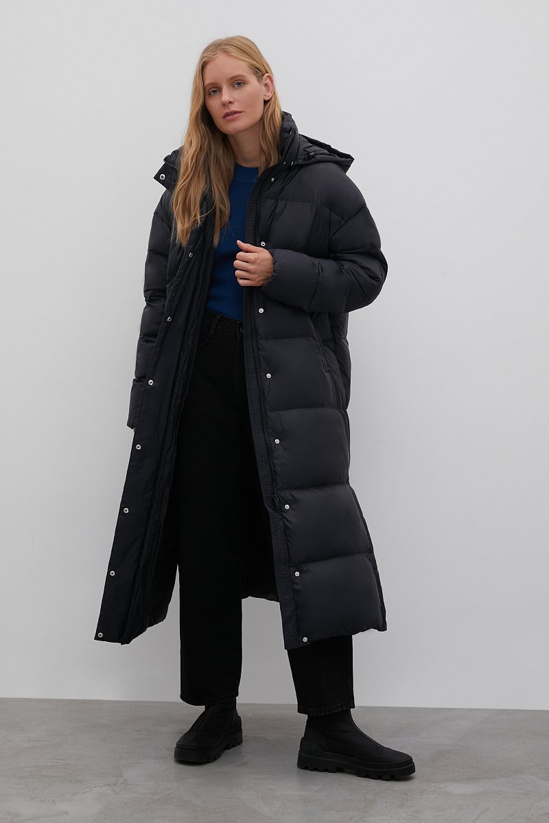 Пуховое пальто с капюшоном, Модель FWB51057, Фото №1
