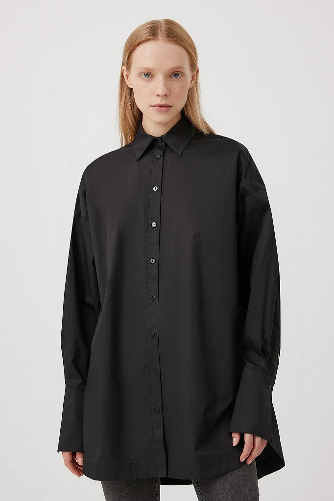 Удлиненная женская рубашка oversize с манжетами, Модель FWB51033, Фото №1
