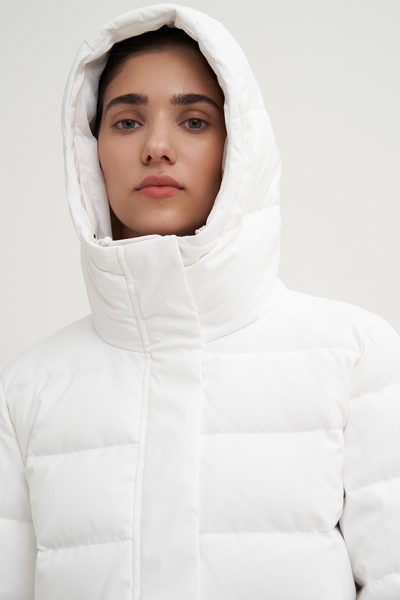 Пуховое пальто женское с капюшоном, Модель FWB110122, Фото №6
