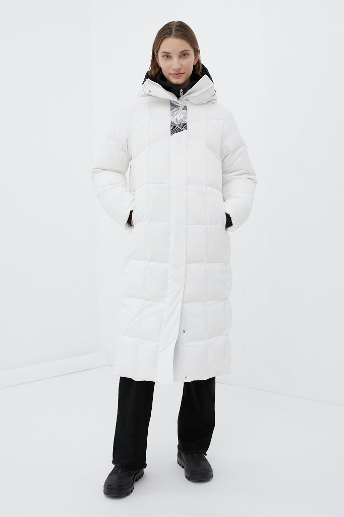 Пуховое пальто женское с капюшоном, Модель FWB11014, Фото №2