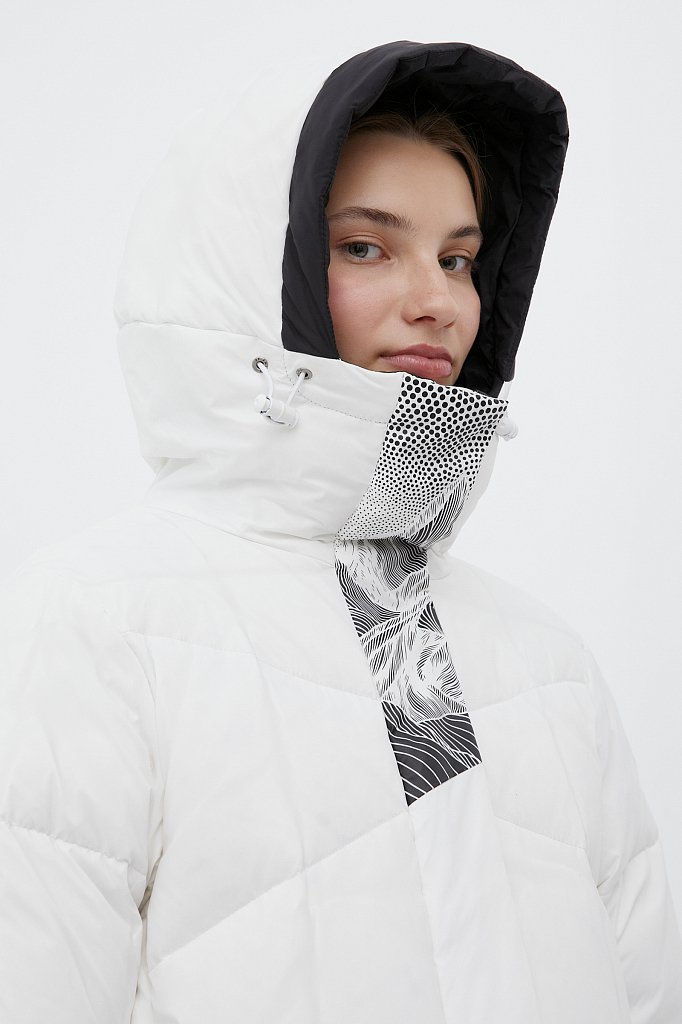 Пуховое пальто женское с капюшоном, Модель FWB11014, Фото №6