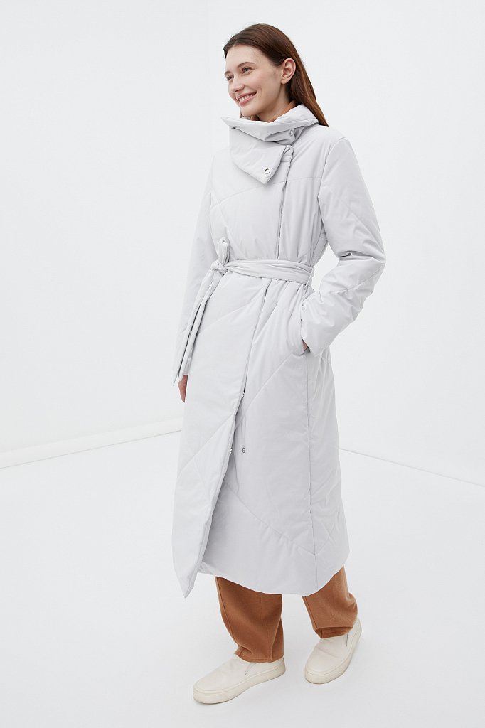 Утепленное пальто женское с высоким воротом, Модель FWB11032, Фото №1
