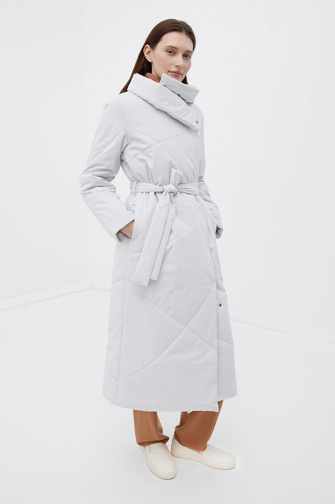 Утепленное пальто женское с высоким воротом, Модель FWB11032, Фото №3