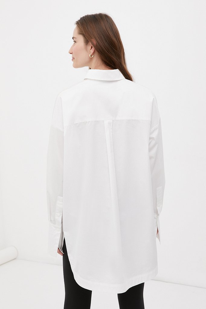 Удлиненная женская рубашка оверсайз с манжетами, Модель FWB51033, Фото №4