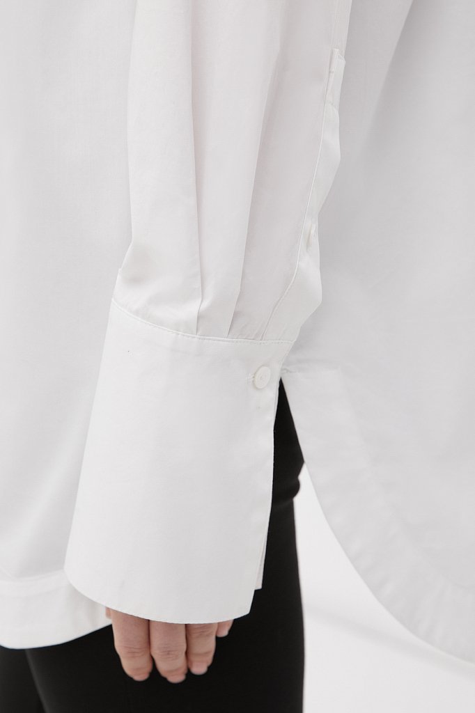 Удлиненная женская рубашка оверсайз с манжетами, Модель FWB51033, Фото №6