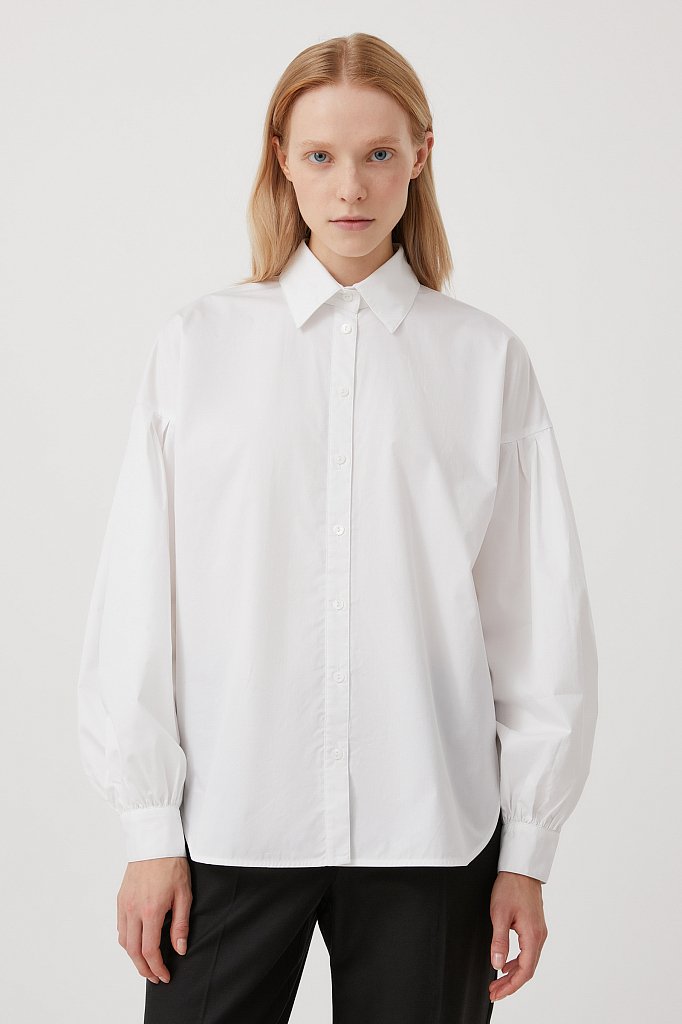 Рубашка женская с объемными рукавами из хлопка, Модель FWB51034, Фото №1