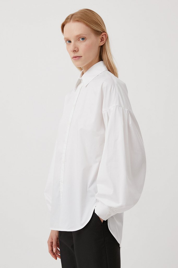 Рубашка женская с объемными рукавами из хлопка, Модель FWB51034, Фото №3