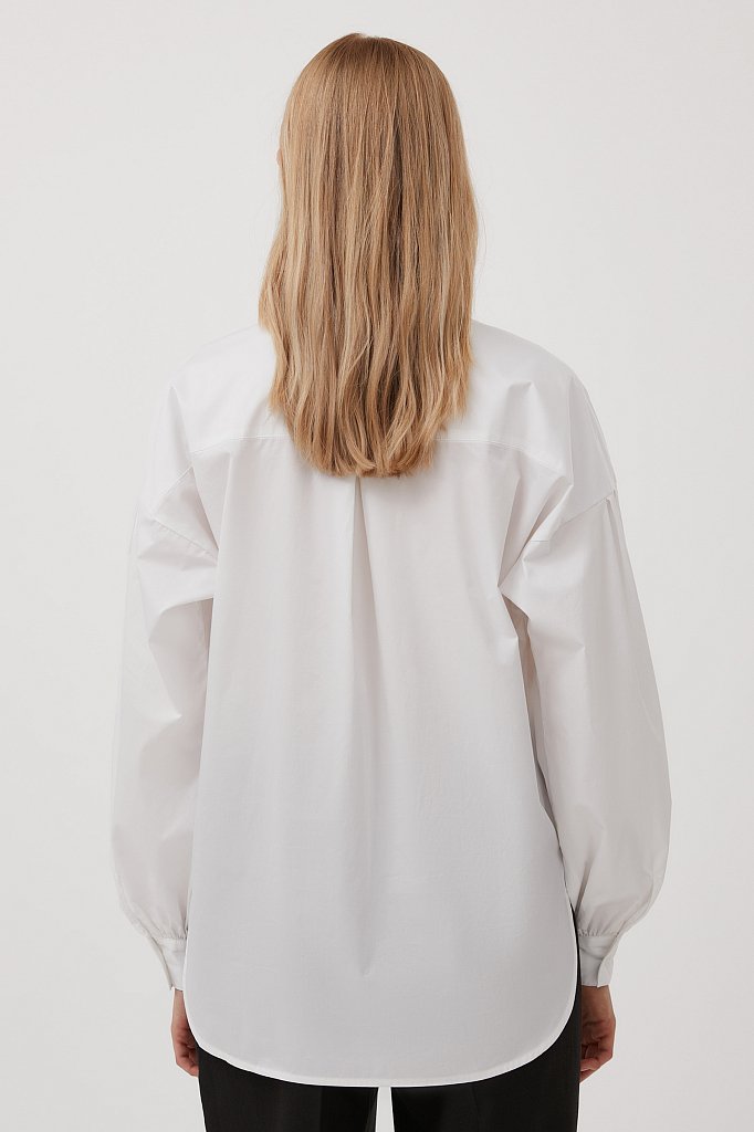 Рубашка женская с объемными рукавами из хлопка, Модель FWB51034, Фото №4