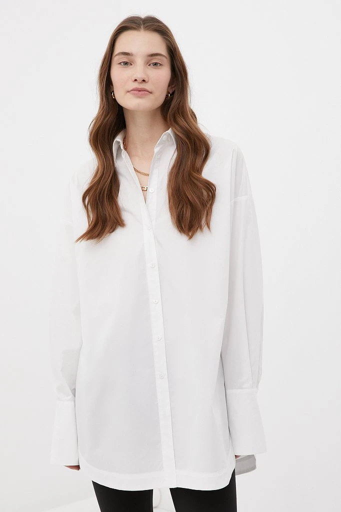 Удлиненная женская рубашка oversize с манжетами, Модель FWB51033, Фото №1