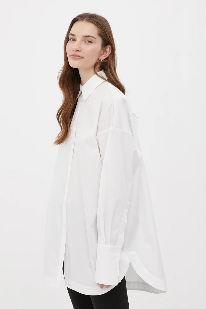 Удлиненная женская рубашка oversize с манжетами, Модель FWB51033, Фото №3