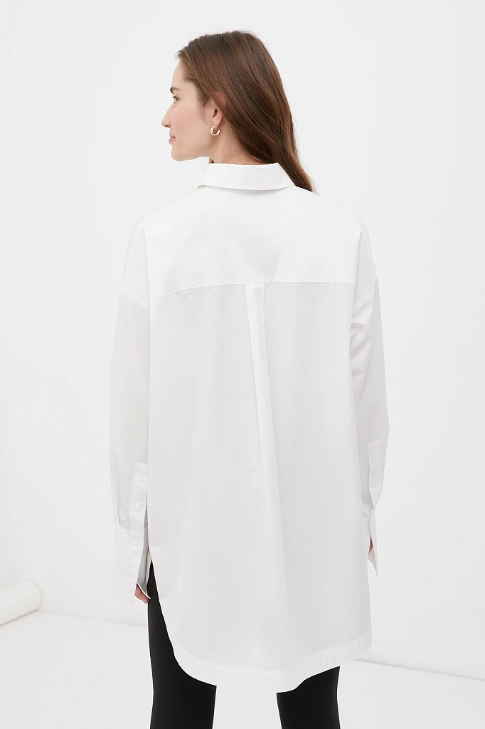 Удлиненная женская рубашка oversize с манжетами, Модель FWB51033, Фото №4