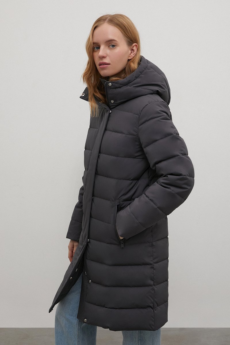 Пуховое пальто женское с капюшоном, Модель FWB110122, Фото №4