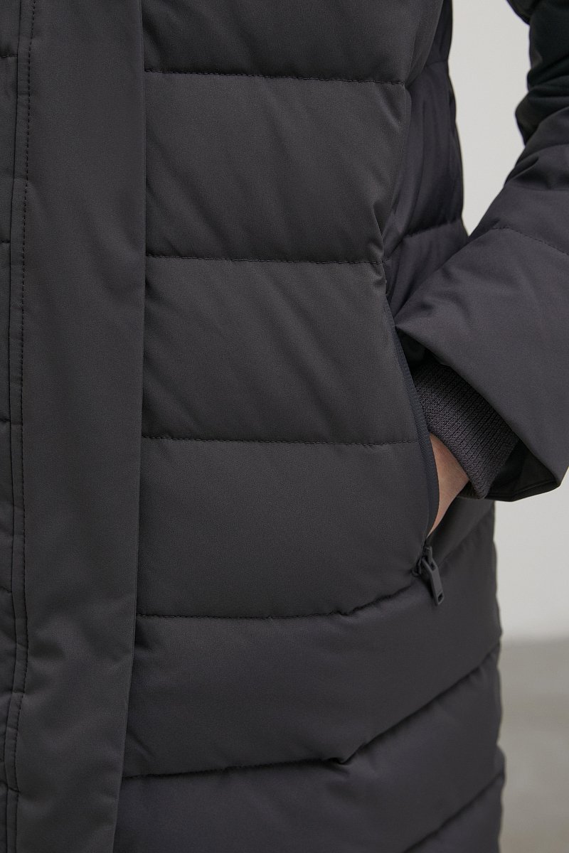 Пуховое пальто женское с капюшоном, Модель FWB110122, Фото №6