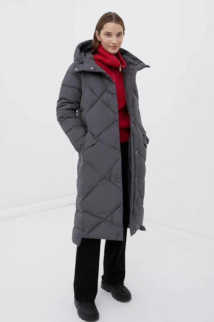 Пуховое пальто женское с капюшоном, Модель FWB11066, Фото №2