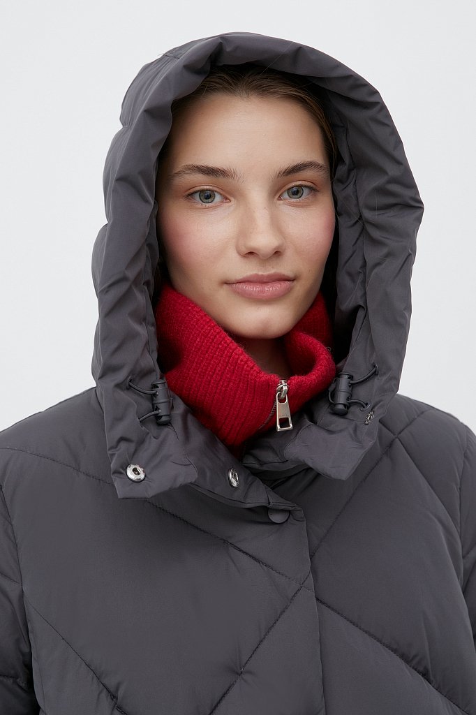 Пуховое пальто женское с капюшоном, Модель FWB11066, Фото №6