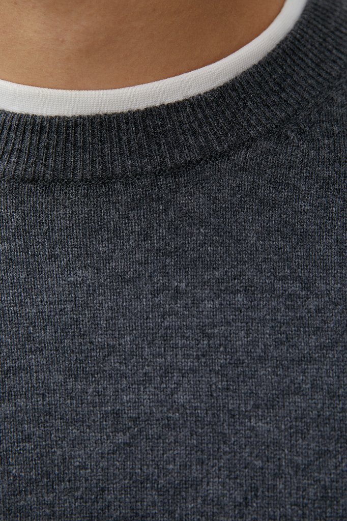 Трикотажный джемпер мужской из шерсти и кашемира, Модель FWB21140, Фото №6