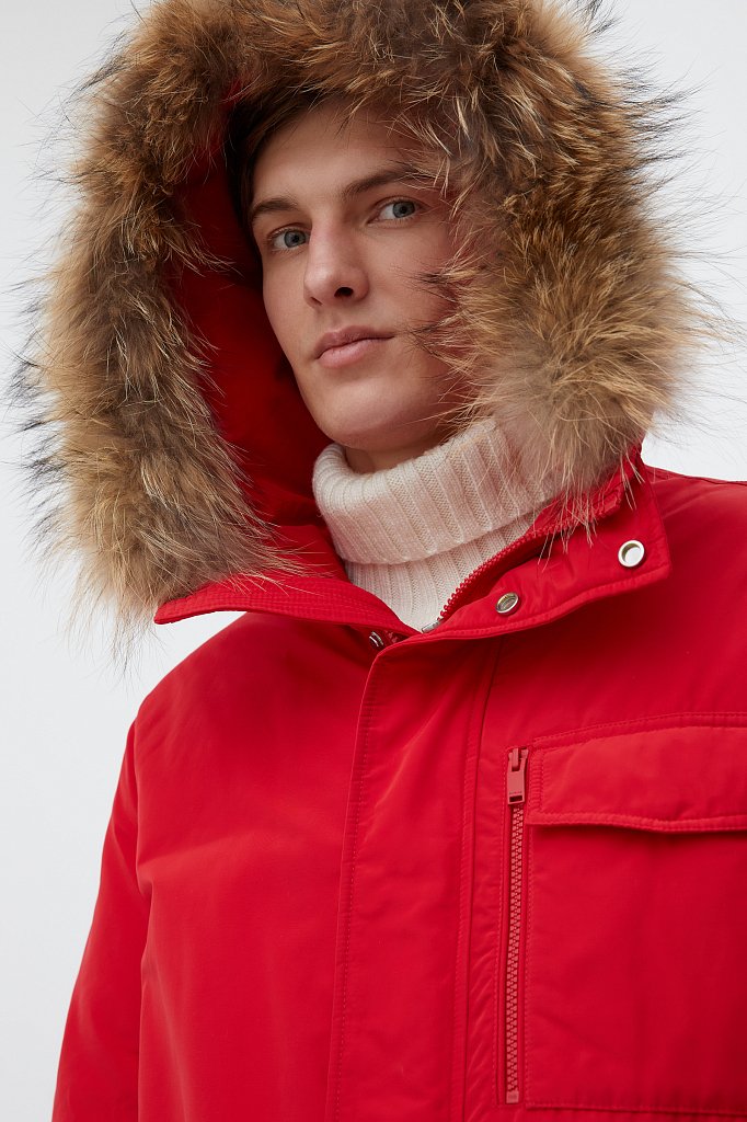 Пуховое пальто мужское с мехом, Модель FWB21018, Фото №7