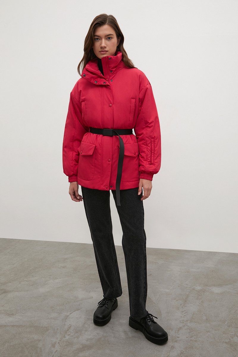 Утепленная куртка с поясом  и капюшоном, Модель FWB11020, Фото №2