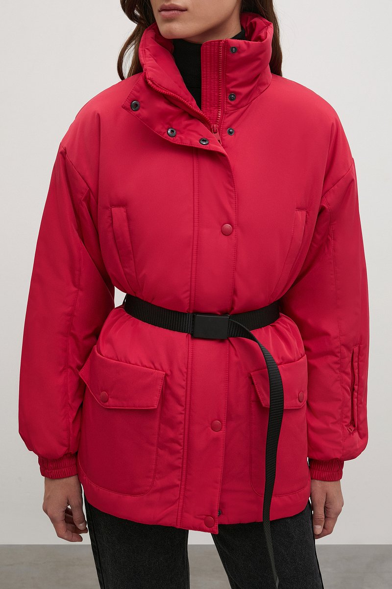 Утепленная куртка с поясом  и капюшоном, Модель FWB11020, Фото №3