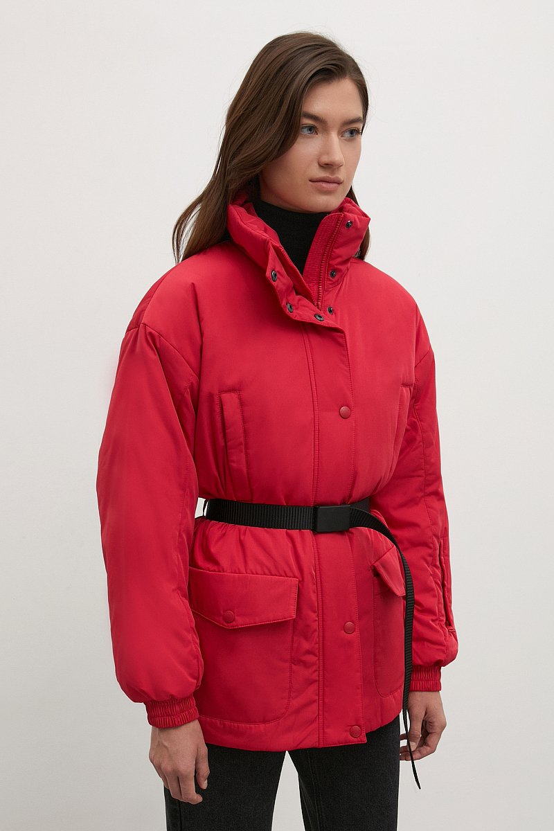 Утепленная куртка с поясом  и капюшоном, Модель FWB11020, Фото №4