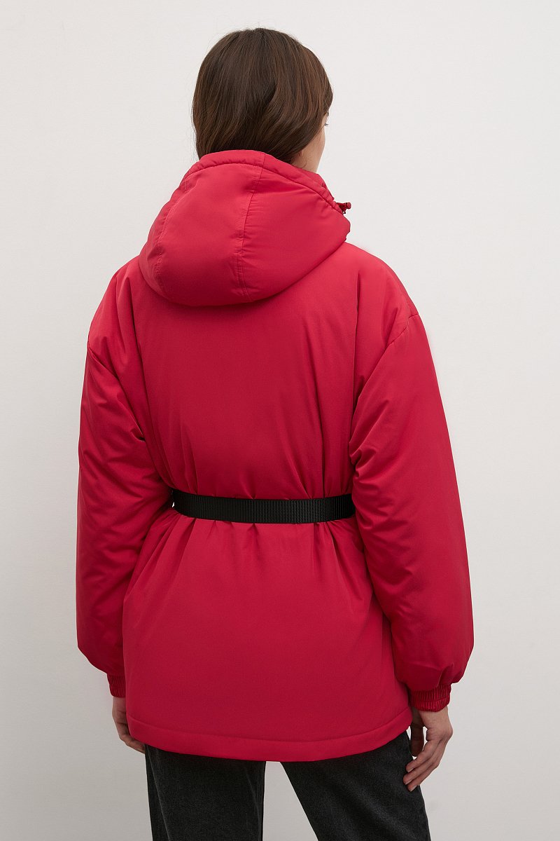 Утепленная куртка с поясом  и капюшоном, Модель FWB11020, Фото №5