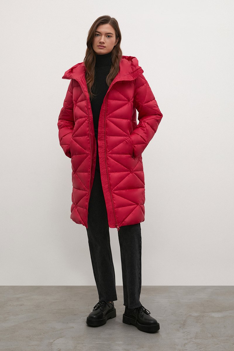 Стеганое утепленное пальто с капюшоном, Модель FWB11075, Фото №2