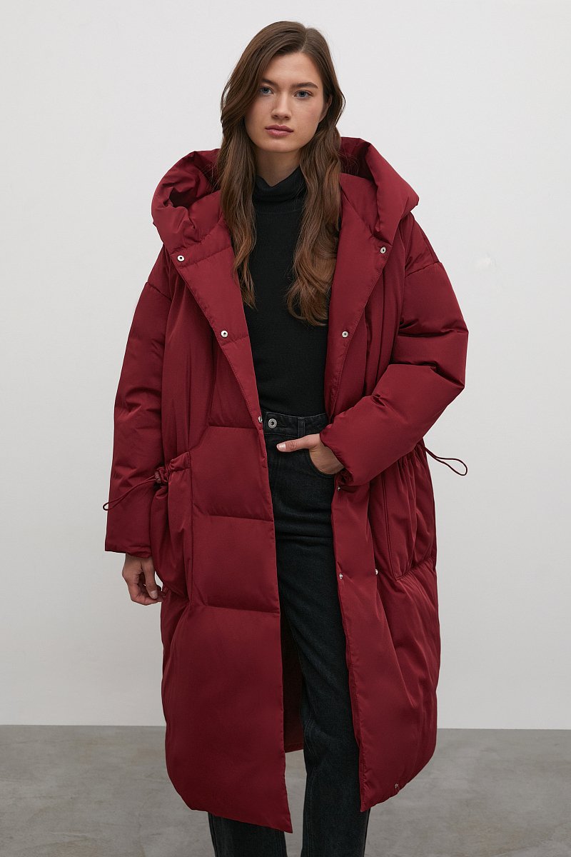Пуховое пальто  с капюшоном, Модель FWB11023, Фото №1