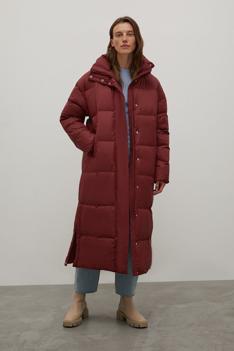 Пуховое пальто с капюшоном, Модель FWB51057, Фото №1