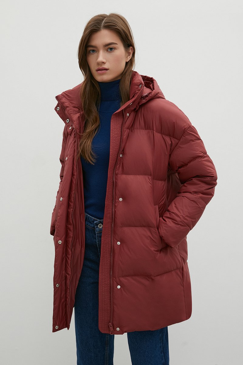 Пуховое пальто с капюшоном, Модель FWB51058, Фото №1