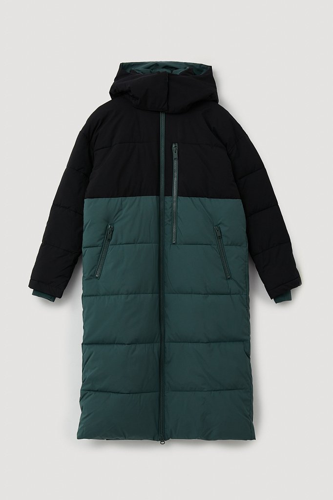 Двухцветное утепленное пальто, Модель FWB11003, Фото №9