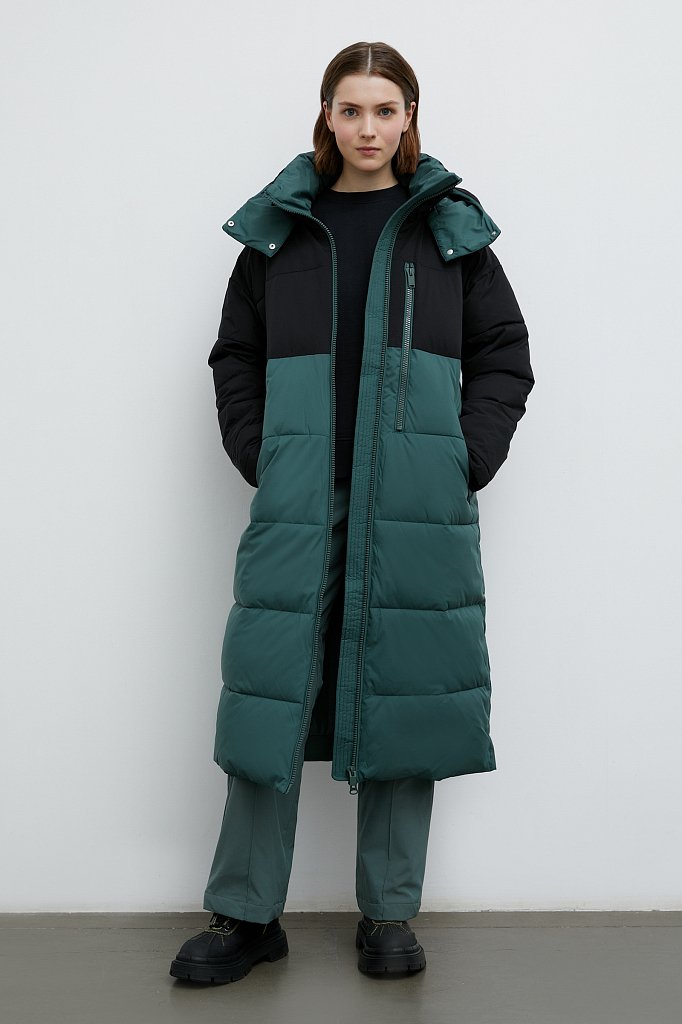 Двухцветное пуховое пальто, Модель FWB11003, Фото №2