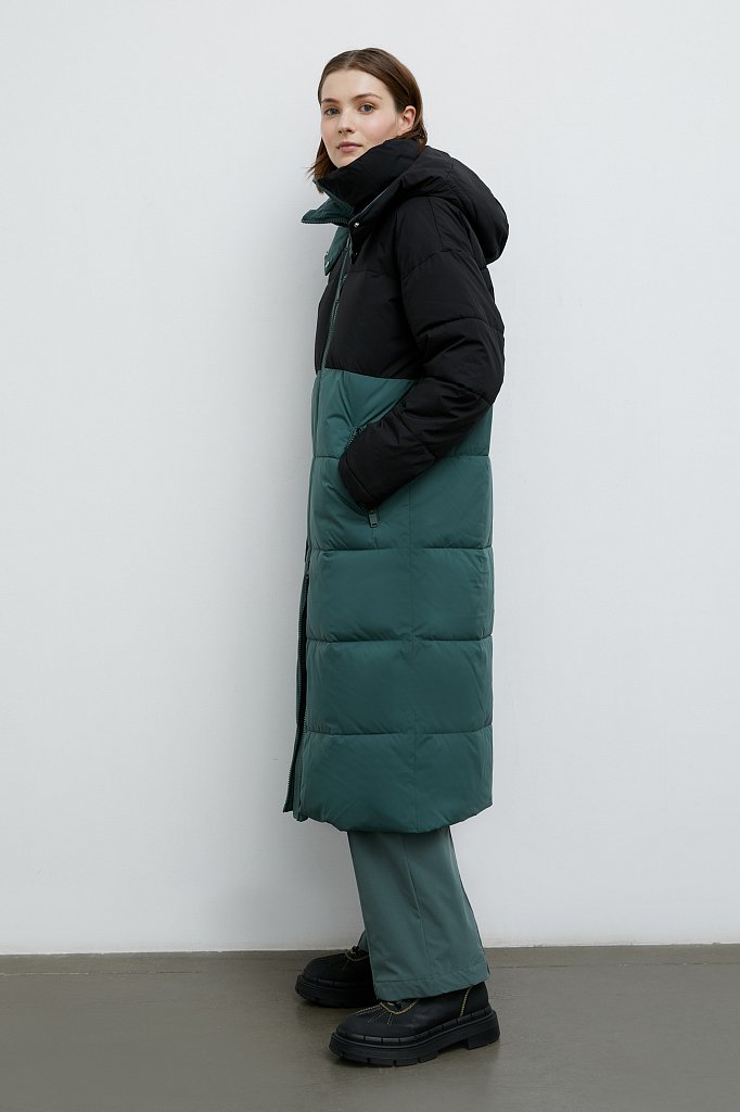 Двухцветное утепленное пальто, Модель FWB11003, Фото №4