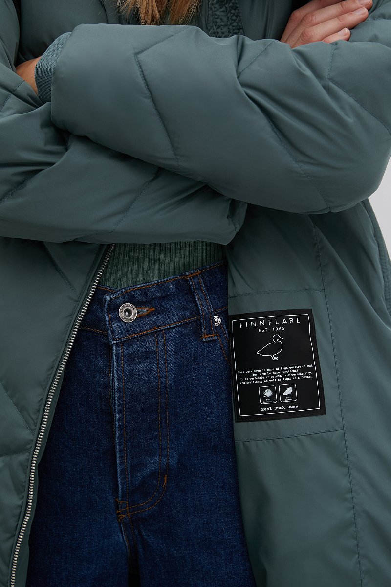 Пуховое пальто  с капюшоном, Модель FWB11009, Фото №6