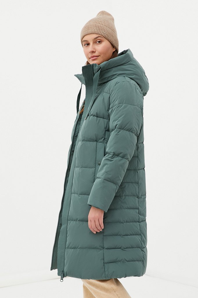 Пуховое пальто женское с капюшоном, Модель FWB110141, Фото №3