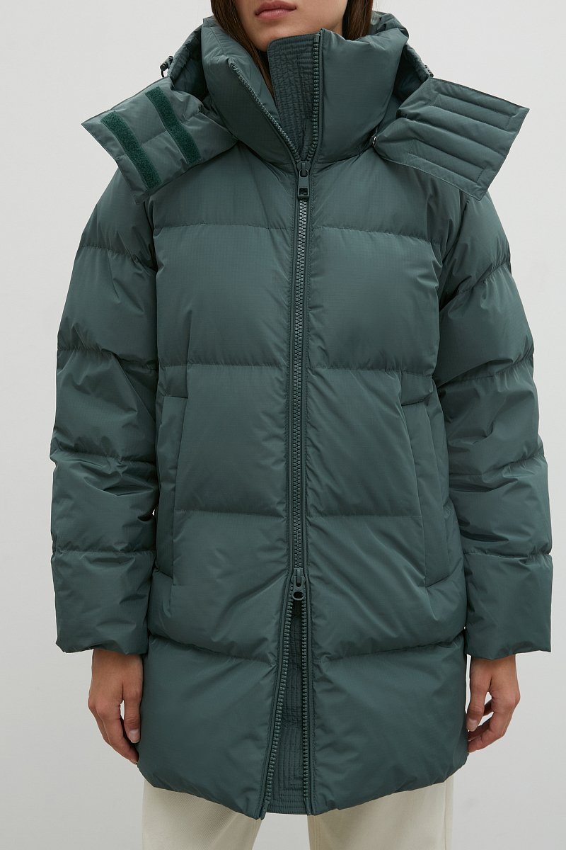 Стеганое пуховое пальто с капюшоном, Модель FWB110147, Фото №3