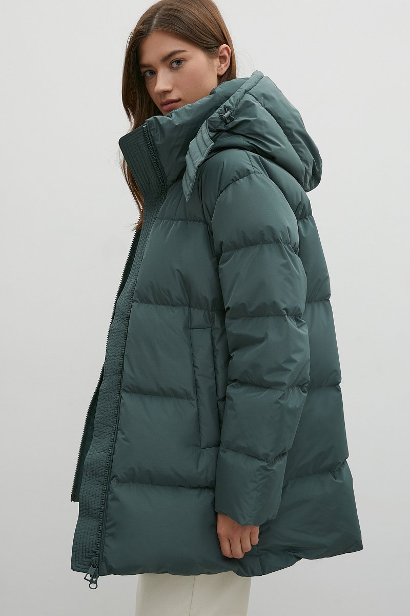 Стеганое пуховое пальто с капюшоном, Модель FWB110147, Фото №4