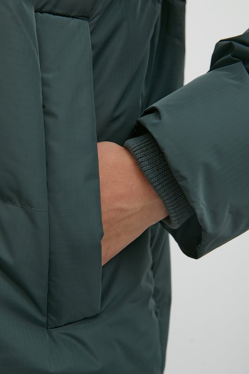 Стеганое пуховое пальто с капюшоном, Модель FWB110147, Фото №6