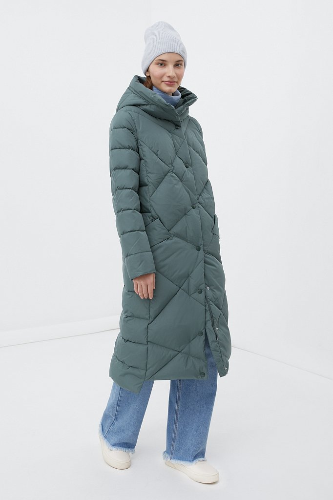 Пуховое пальто женское с капюшоном, Модель FWB11066, Фото №3