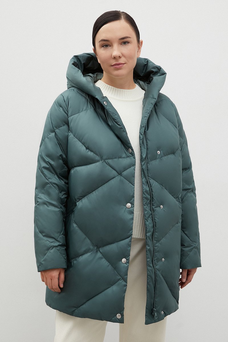 Пуховое пальто с капюшоном, Модель FWB160126, Фото №1