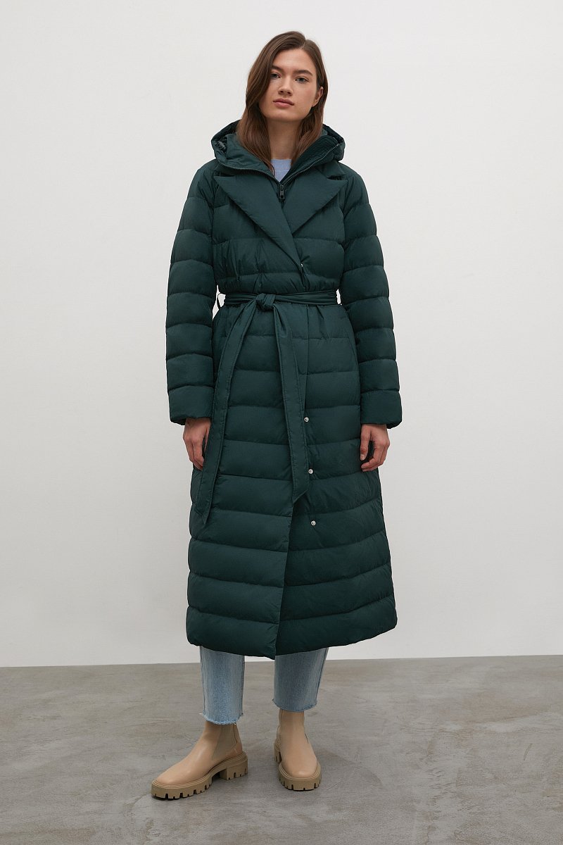 Стеганое пуховое пальто  с капюшоном, Модель FWB11012, Фото №1