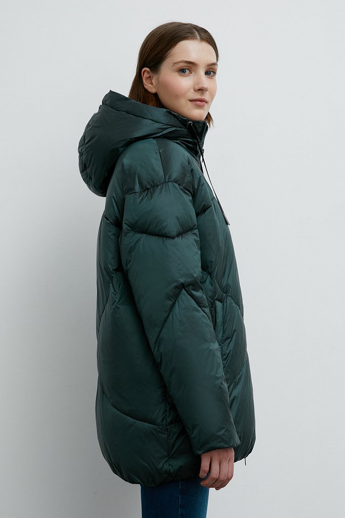 Утепленная стеганая куртка женская с капюшоном, Модель FWB11079, Фото №3