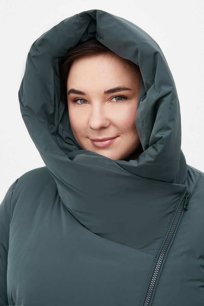 Пуховое пальто женское с капюшоном, Модель FWB160135, Фото №6