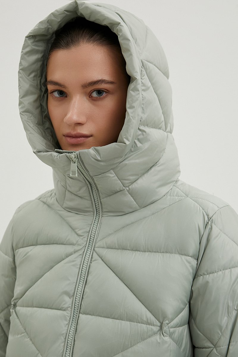 Стеганое утепленное пальто с капюшоном, Модель FWB11075, Фото №5