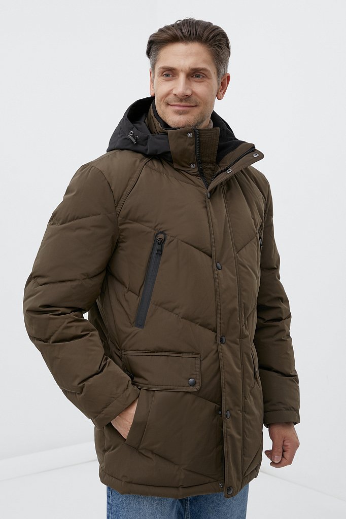 Утепленная куртка мужская с капюшоном, Модель FWB26065, Фото №1