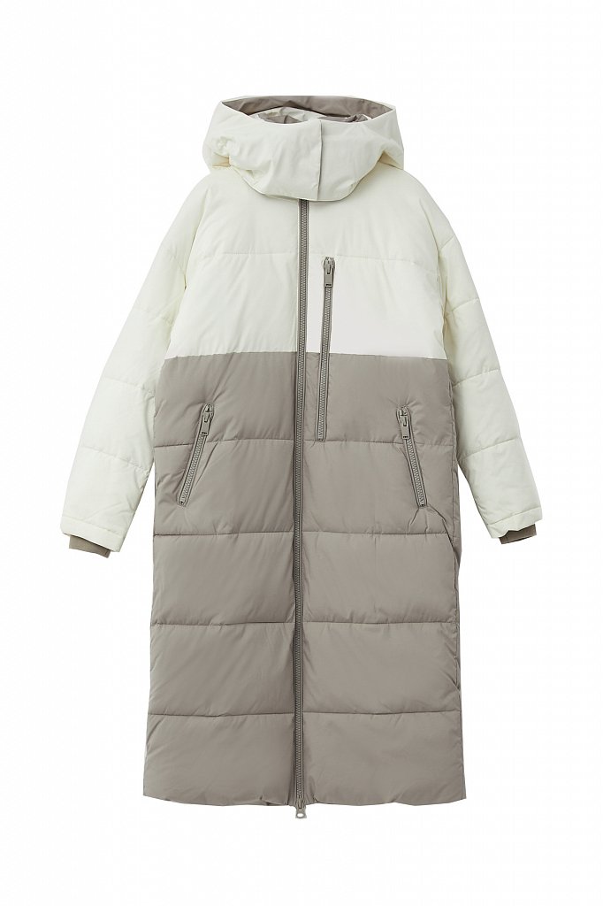 Двухцветное утепленное пальто, Модель FWB11003, Фото №7